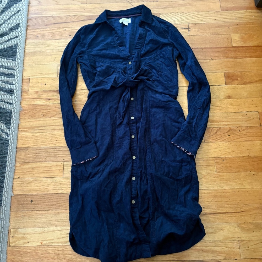 Anthropologie Navy Blue Shirt Dress - Picture 2 of 9